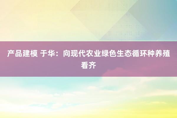 产品建模 于华：向现代农业绿色生态循环种养殖看齐